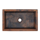 25" Bordenham Hammered Copper Single-Bowl Farmhouse Sink with Scrolled Front Apron