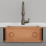 25" Galor Copper Single-Bowl Farmhouse Sink with Rings