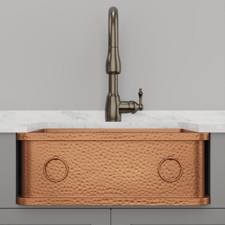 25" Galor Copper Single-Bowl Farmhouse Sink with Rings