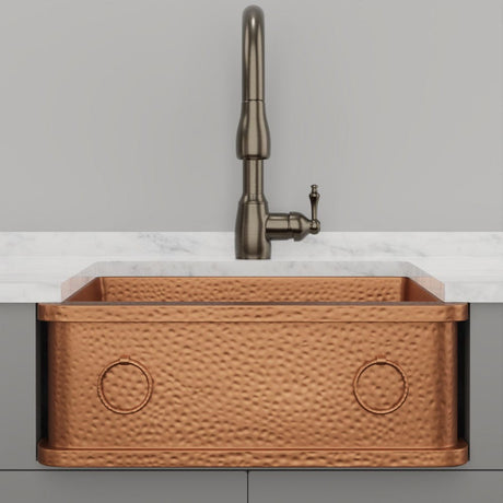 25" Galor Copper Single-Bowl Farmhouse Sink with Rings