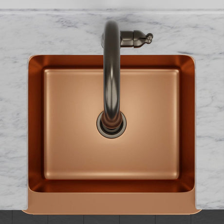 25" Gancher Copper Embossed Floral Design Single-Bowl Farmhouse Sink