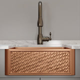 25" Ganston Copper Embossed Weave Design Single-Bowl Farmhouse Sink