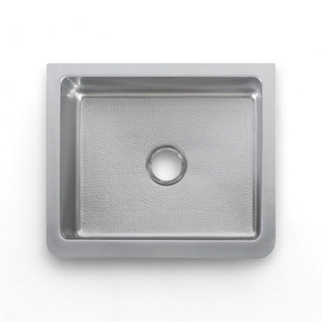 25" Glenmore Stainless Steel Farmhouse Sink - Matte Hammered Steel