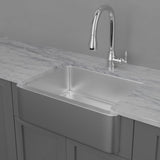 25" Glenmore Stainless Steel Farmhouse Sink - Matte Hammered Steel