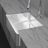 25" Higbee Stainless Steel Farmhouse Sink - Polished Hammered Steel