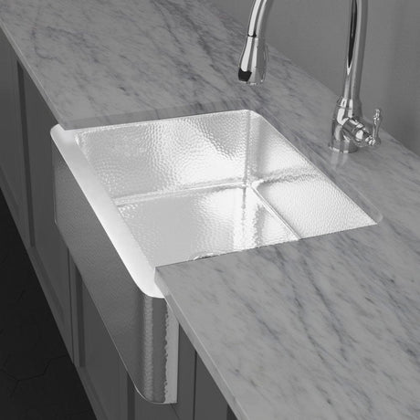 25" Higbee Stainless Steel Farmhouse Sink - Polished Hammered Steel