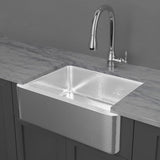25" Higbee Stainless Steel Farmhouse Sink - Polished Hammered Steel