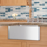 25" Higbee Stainless Steel Farmhouse Sink - Polished Hammered Steel