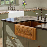 25" Lynn Copper Grape Design Single-Bowl Farmhouse Sink