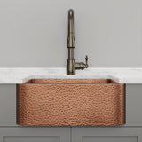 25" Sinclair Hammered Copper Single-Bowl Farmhouse Sink