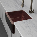 25" Verdin Single Bowl Hammered Copper Farmhouse Sink - Antique Copper Interior with Dark Copper Exterior