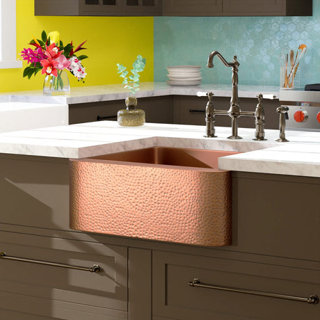 25" Wheaton Copper Hammered Apron Single-Bowl Farmhouse Sink