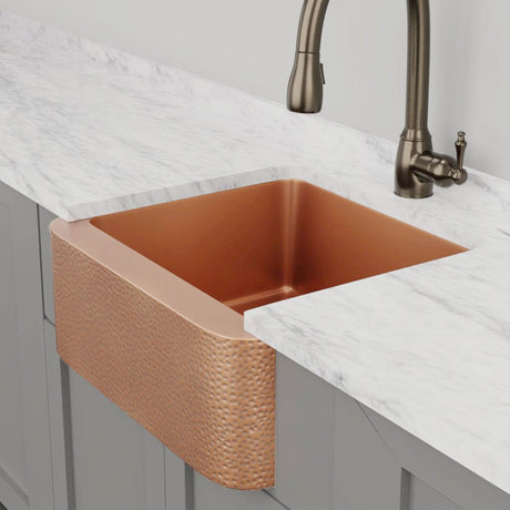 25" Wheaton Copper Hammered Apron Single-Bowl Farmhouse Sink
