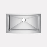 27" Calera Stainless Steel Single-Bowl Farmhouse Sink - Curved Apron