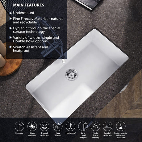 27” Fosco Single-Bowl Undermount Sink