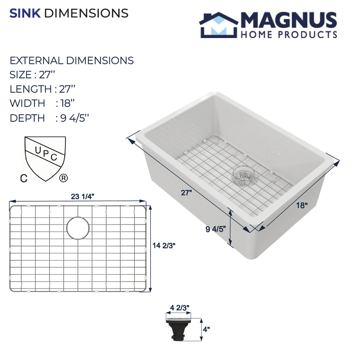27” Fosco Single-Bowl Undermount Sink