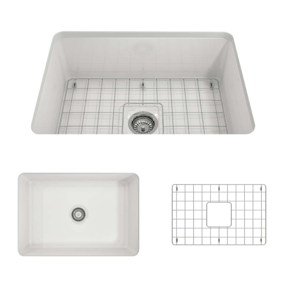 27" Treper Fireclay Single-Bowl Undermount Kitchen Sink