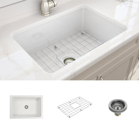 27" Treper Fireclay Single-Bowl Undermount Kitchen Sink