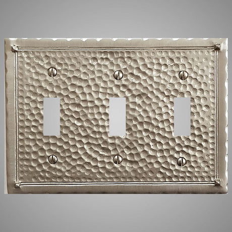 3 Gang Toggle Wall Switch Plate - Hammered Design