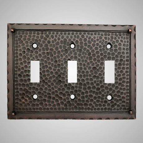 3 Gang Toggle Wall Switch Plate - Hammered Design