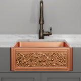 30" Ashland Copper Vine Design Single-Bowl Farmhouse Sink