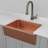 30" Atoka Hammered Copper Single-Bowl Farmhouse Sink
