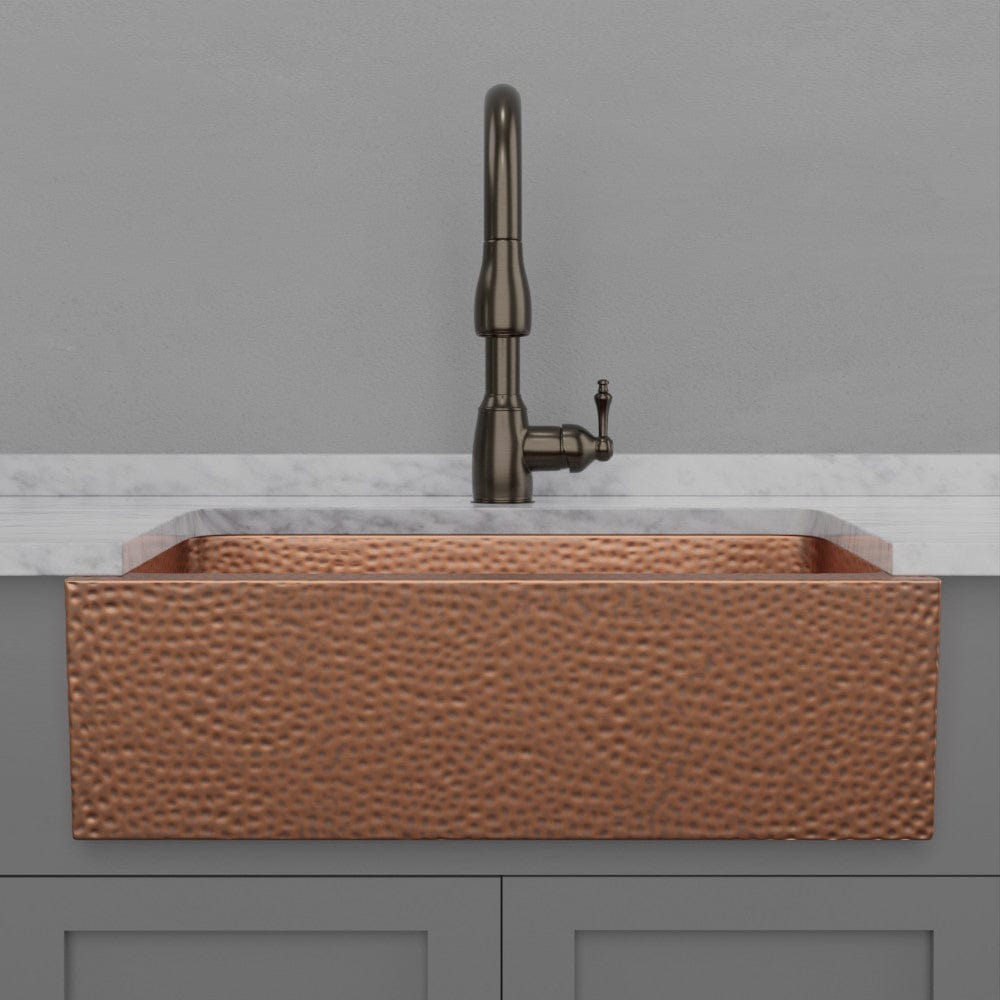 30" Atoka Hammered Copper Single-Bowl Farmhouse Sink