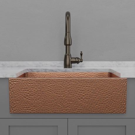 30" Atoka Hammered Copper Single-Bowl Farmhouse Sink