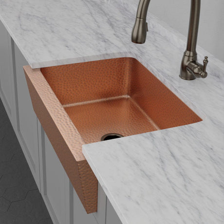 30" Atoka Hammered Copper Single-Bowl Farmhouse Sink
