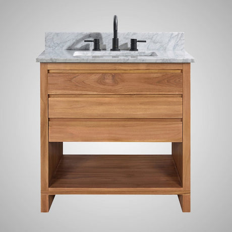 30" Avellino Vanity Cabinet for Rectangular Undermount Sink - Natural Teak