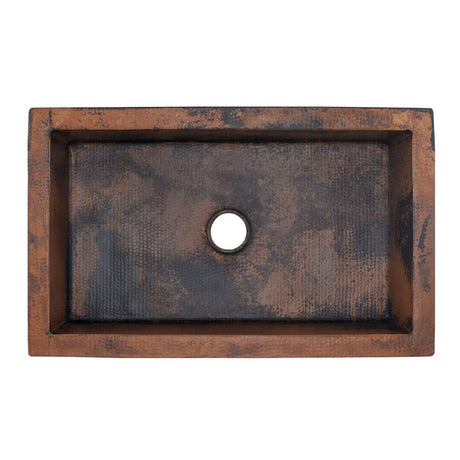 30" Bordenham Hammered Copper Single-Bowl Farmhouse Sink with Scrolled Front Apron