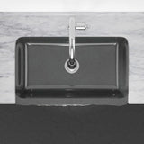 30" Buford Polished Black Granite Single-Bowl Farmhouse Sink - Chiseled Apron