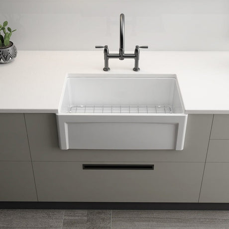 30" Dario Fireclay Farmhouse Workstation Sink