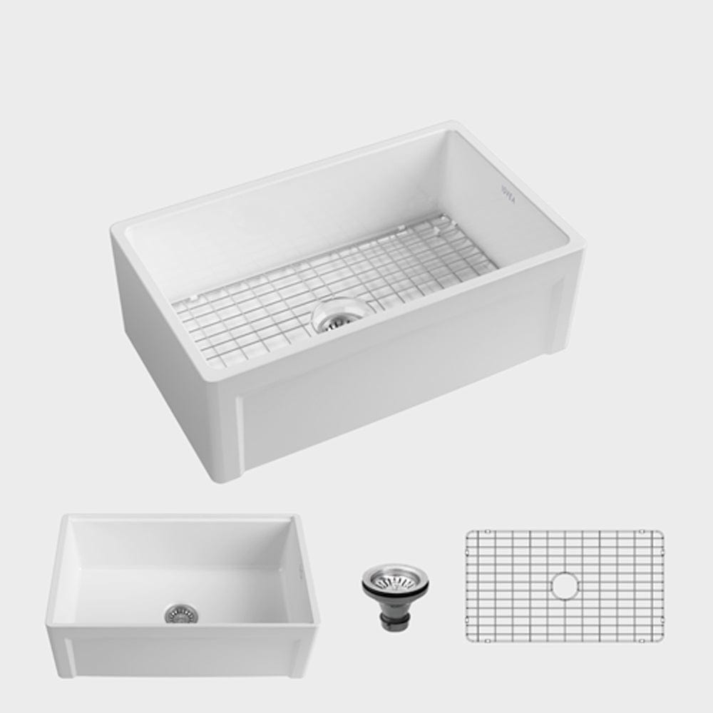30" Dario Fireclay Farmhouse Workstation Sink