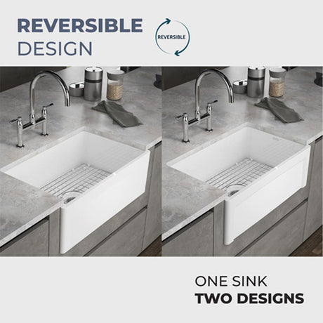 30" Dario Fireclay Farmhouse Workstation Sink