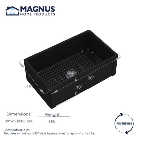 30” Dario Fireclay Single-Bowl Framed Apron Farmhouse Sink - Matte Black