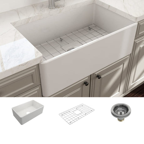 30" Dreason Fireclay Single-Bowl Farmhouse Kitchen Sink