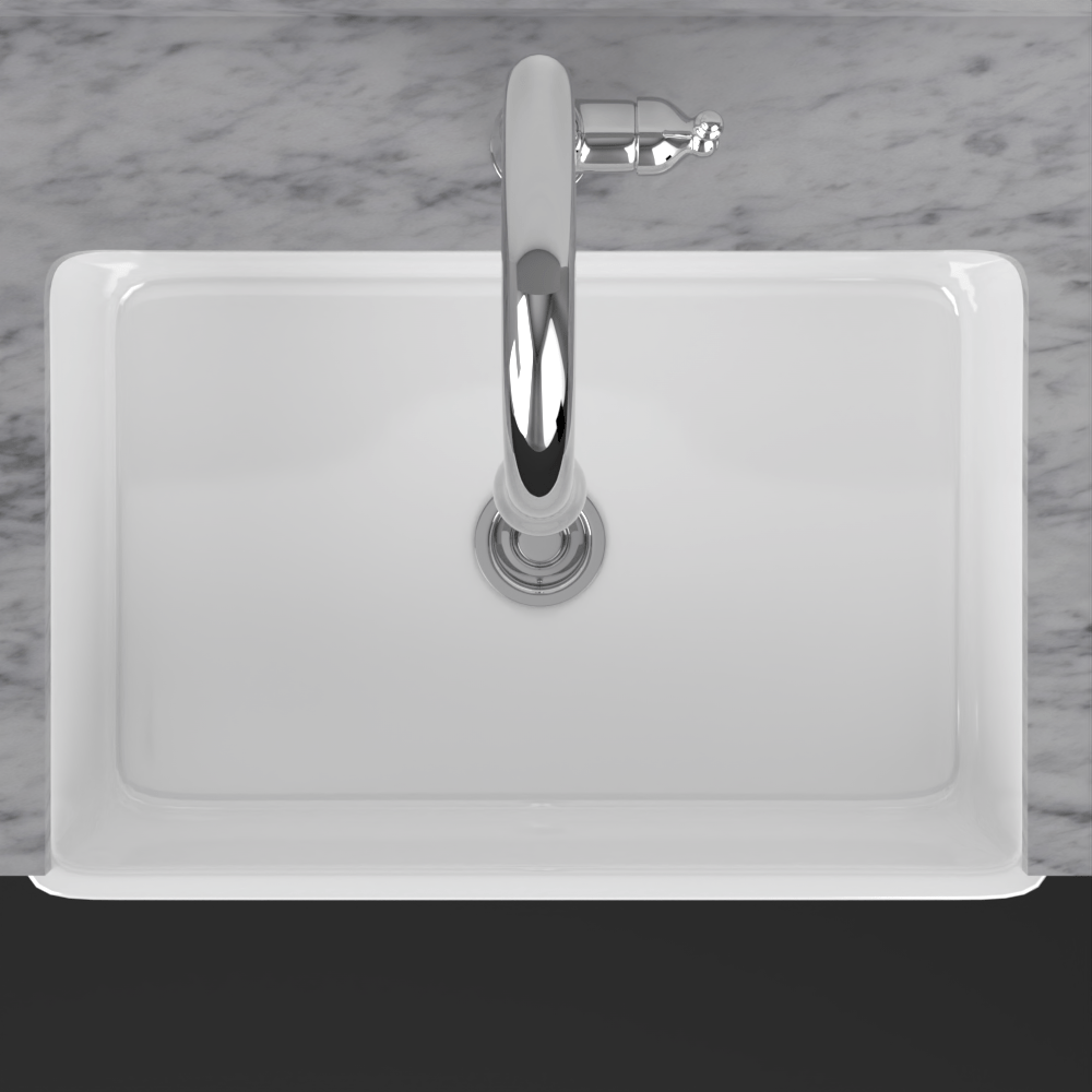 30" Fazio Handcrafted Fireclay Single-Bowl Grey Floral Motif Farmhouse B-Grade Sink - White