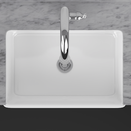 30" Fazio Handcrafted Fireclay Single-Bowl Grey Floral Motif Farmhouse B-Grade Sink - White