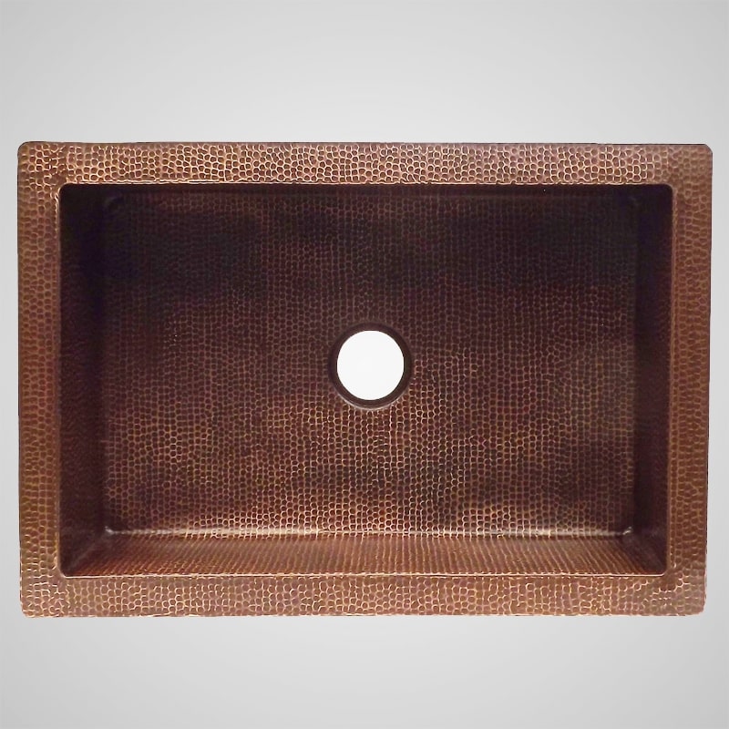 30" Fornengor Hammered Copper Single-Bowl Farmhouse Sink