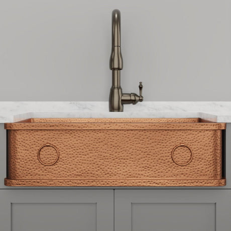 30" Galor Copper Single-Bowl Farmhouse Sink with Rings