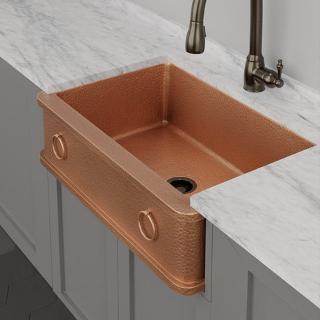 30" Galor Copper Single-Bowl Farmhouse Sink with Rings