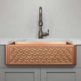 30" Gancher Copper Embossed Floral Design Single-Bowl Farmhouse Sink