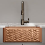 30" Ganston Copper Embossed Weave Design Single-Bowl Farmhouse Sink