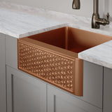 30" Ganston Copper Embossed Weave Design Single-Bowl Farmhouse Sink