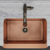 30" Geneva Smooth Copper Single-Bowl Farmhouse Sink with Hammered Interior