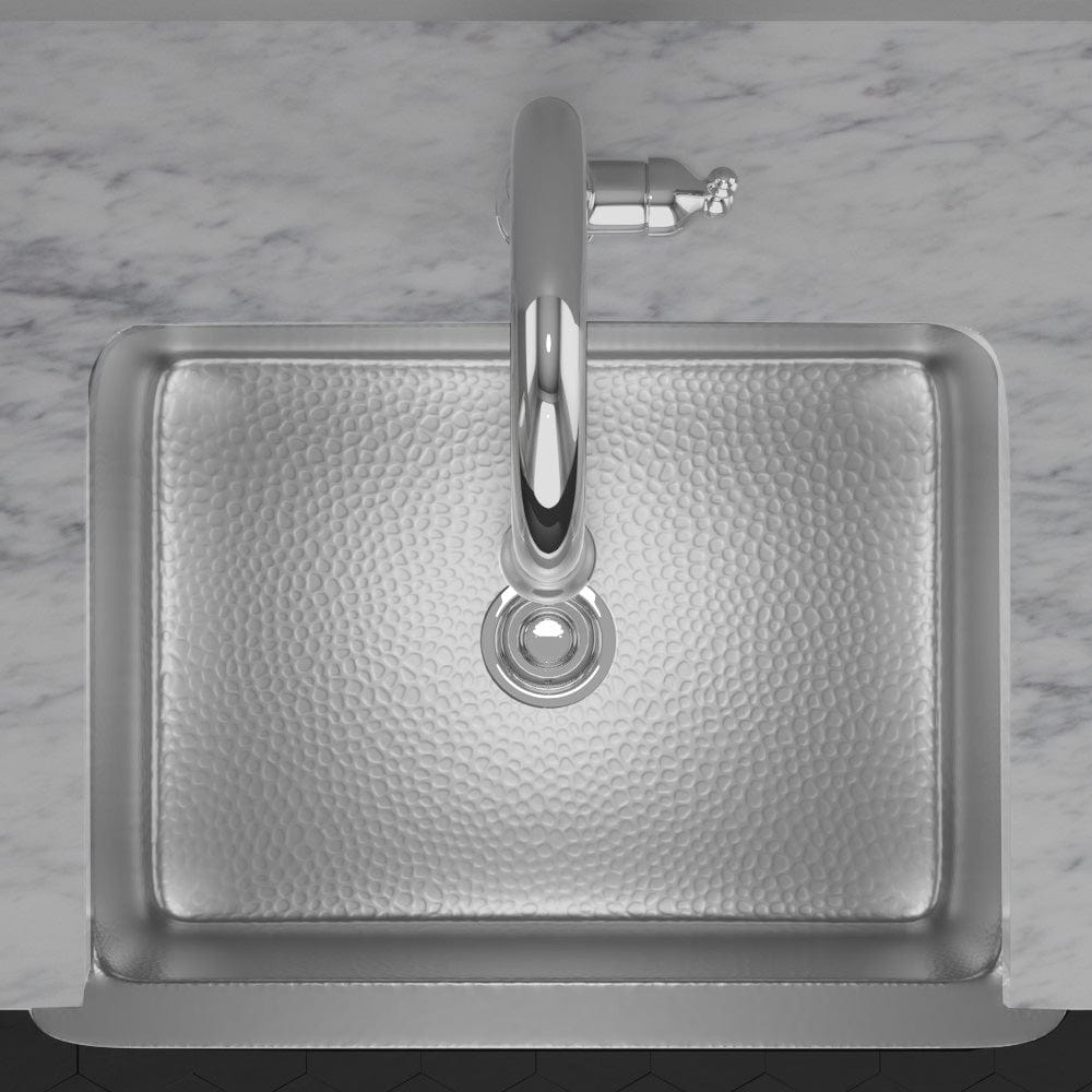 30" Glenmore Stainless Steel Farmhouse Sink - Matte Hammered Steel