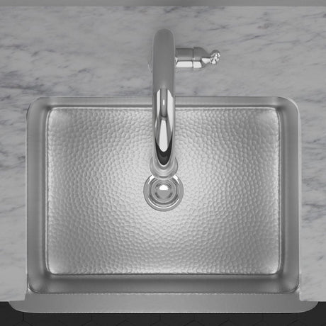30" Glenmore Stainless Steel Farmhouse Sink - Matte Hammered Steel
