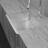 30" Glenmore Stainless Steel Farmhouse Sink - Matte Hammered Steel