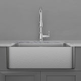 30" Glenmore Stainless Steel Farmhouse Sink - Matte Hammered Steel